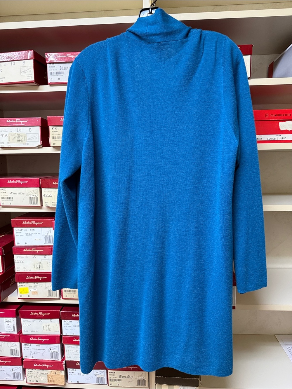 Eileen Fisher merino wool Women's teal Long Sleeve open front cardigan - Picture 5 of 5